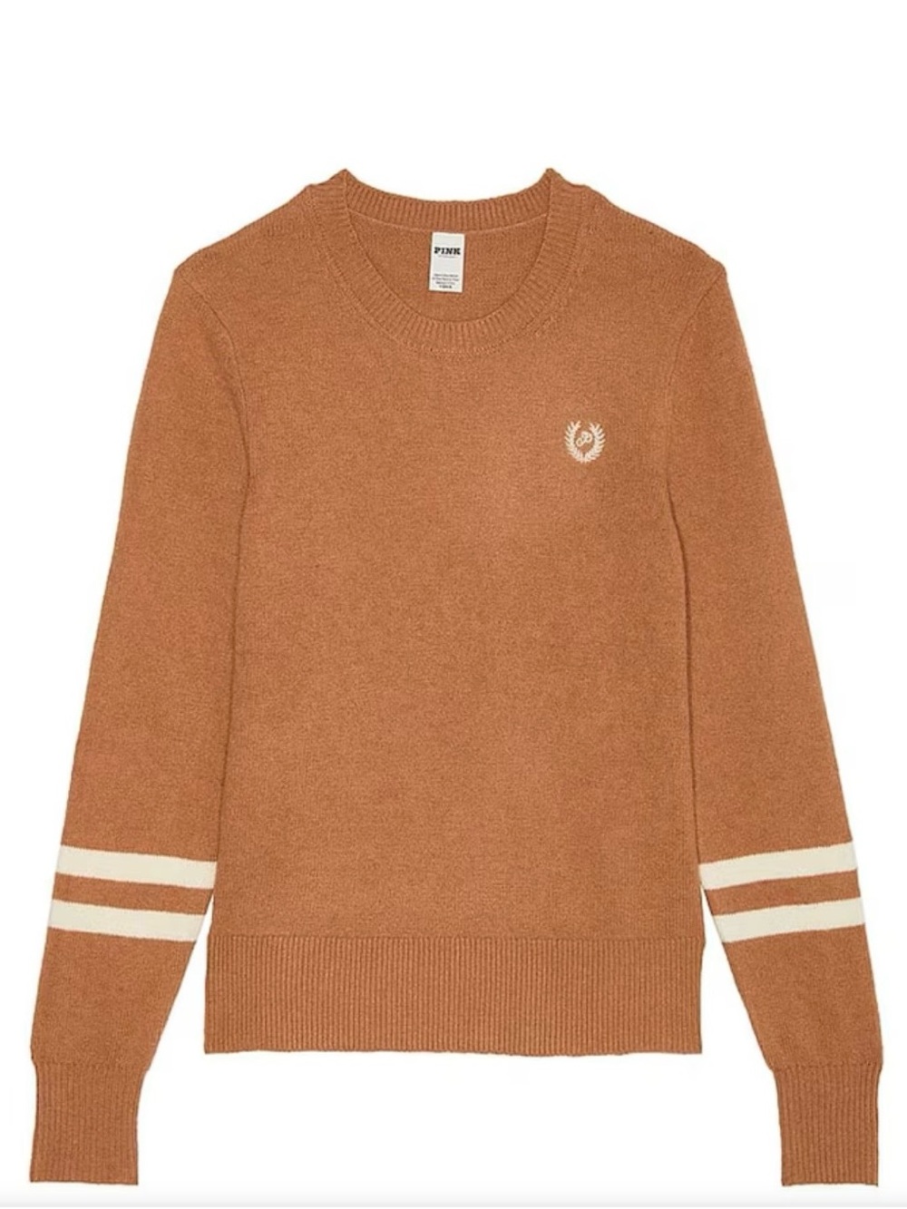 PINK Victorias Secret Toffee Brown Varsity Collegiate Crewneck Sweater Size S